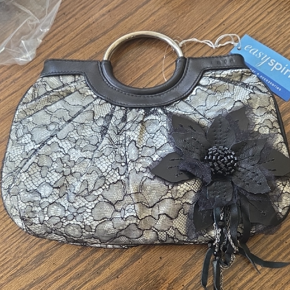 Easy Spirit Black and Gray Lace Clutch